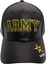 (U.S ARMY LEATHER PU GREEN Military Cap - Officially Licensed