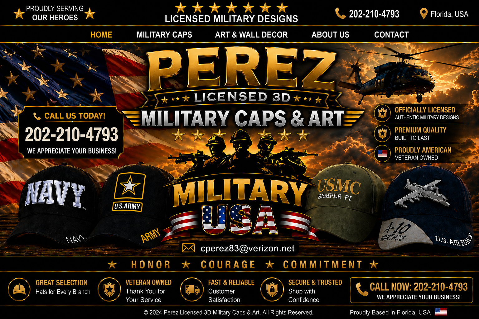 Perez Licensed Military Caps & Art — Full Store Collection